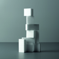 Stacked white blocks